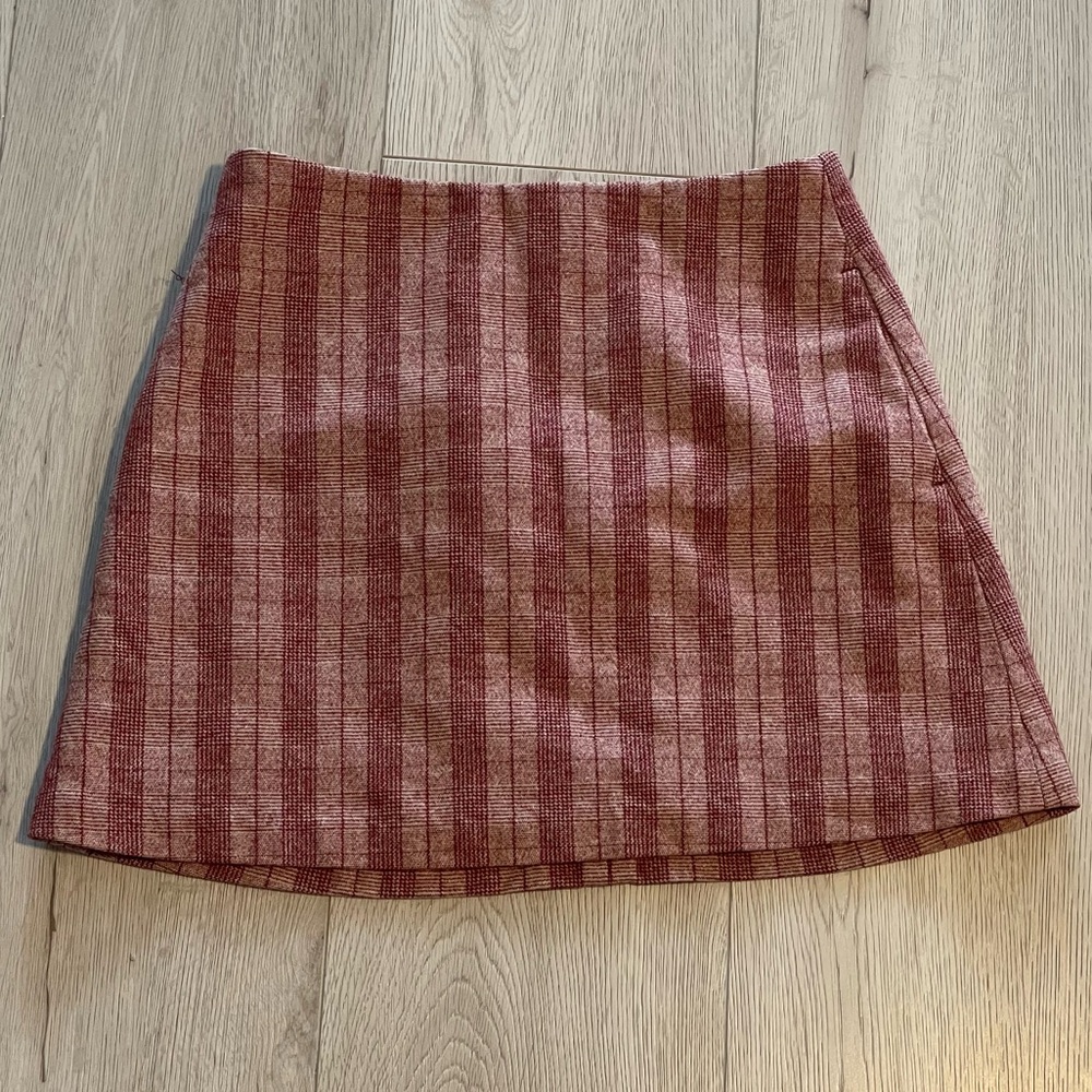 Aritzia Wilfred New Classic Mini Skirt- Red Plaid Wool and Cashmere Mini Skirt - Picture 8 of 8